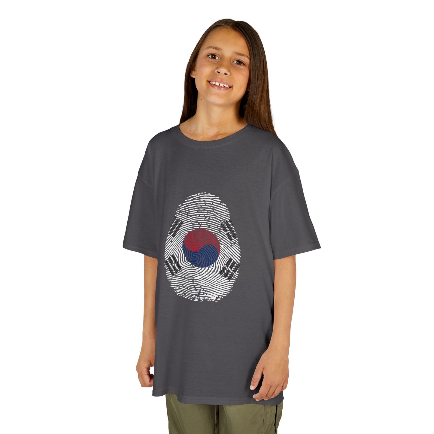 SOUTH KOREA Fingerprint flag Soccer World Cup Fan T-Shirt (KIDS - UNISEX)