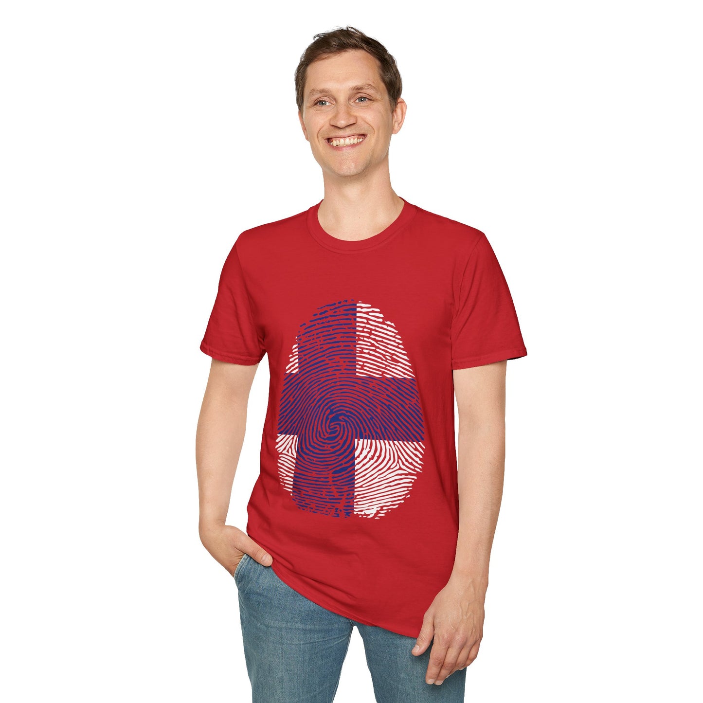 FINLAND Fingerprint flag Soccer World Cup Fan T-Shirt (MEN)
