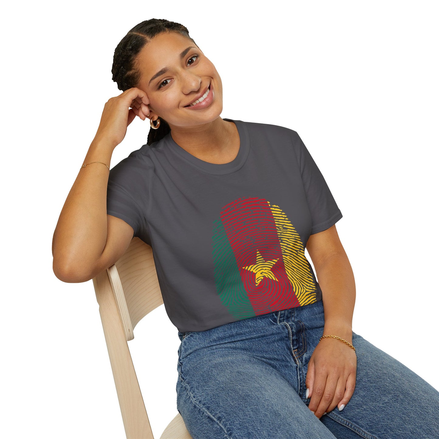 CAMEROON Fingerprint flag Soccer World Cup Fan T-Shirt (WOMEN)