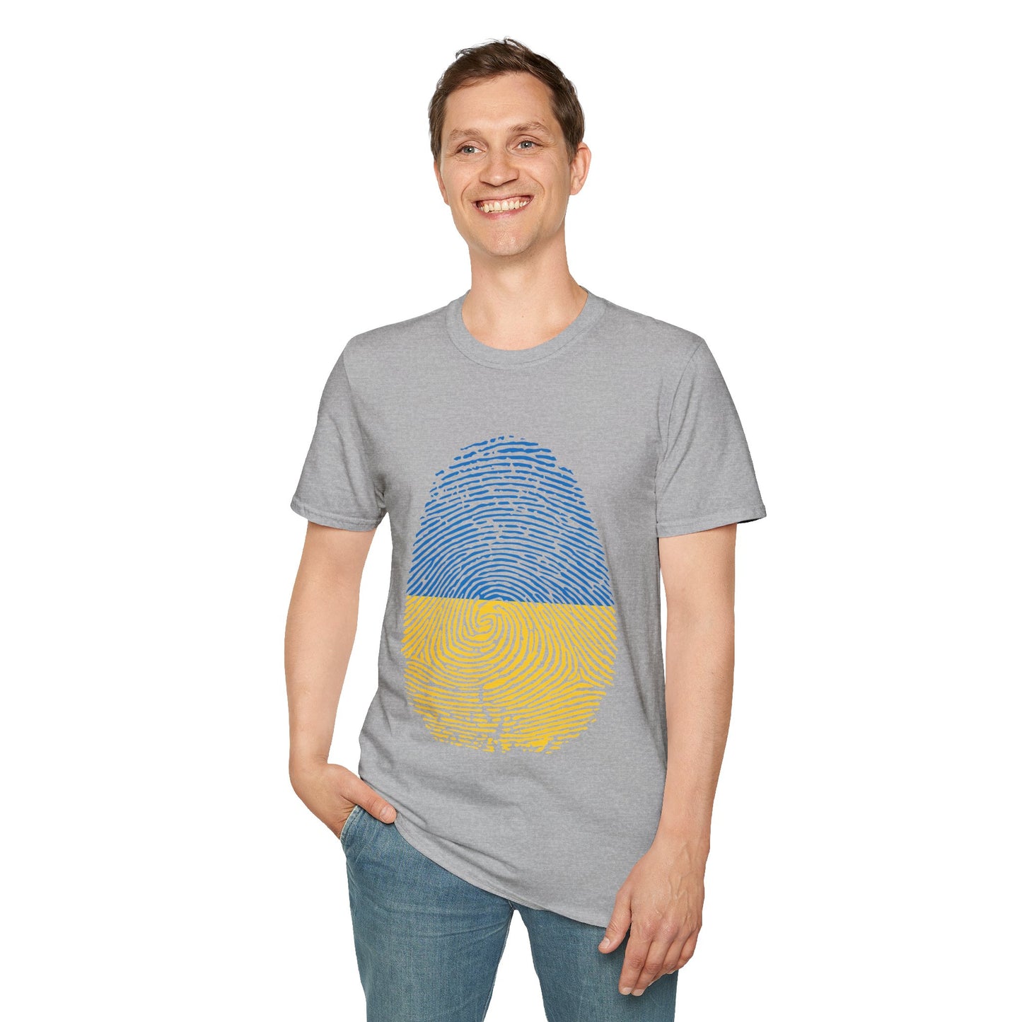 UKRAINE Fingerprint flag Soccer World Cup Fan T-Shirt (MEN)