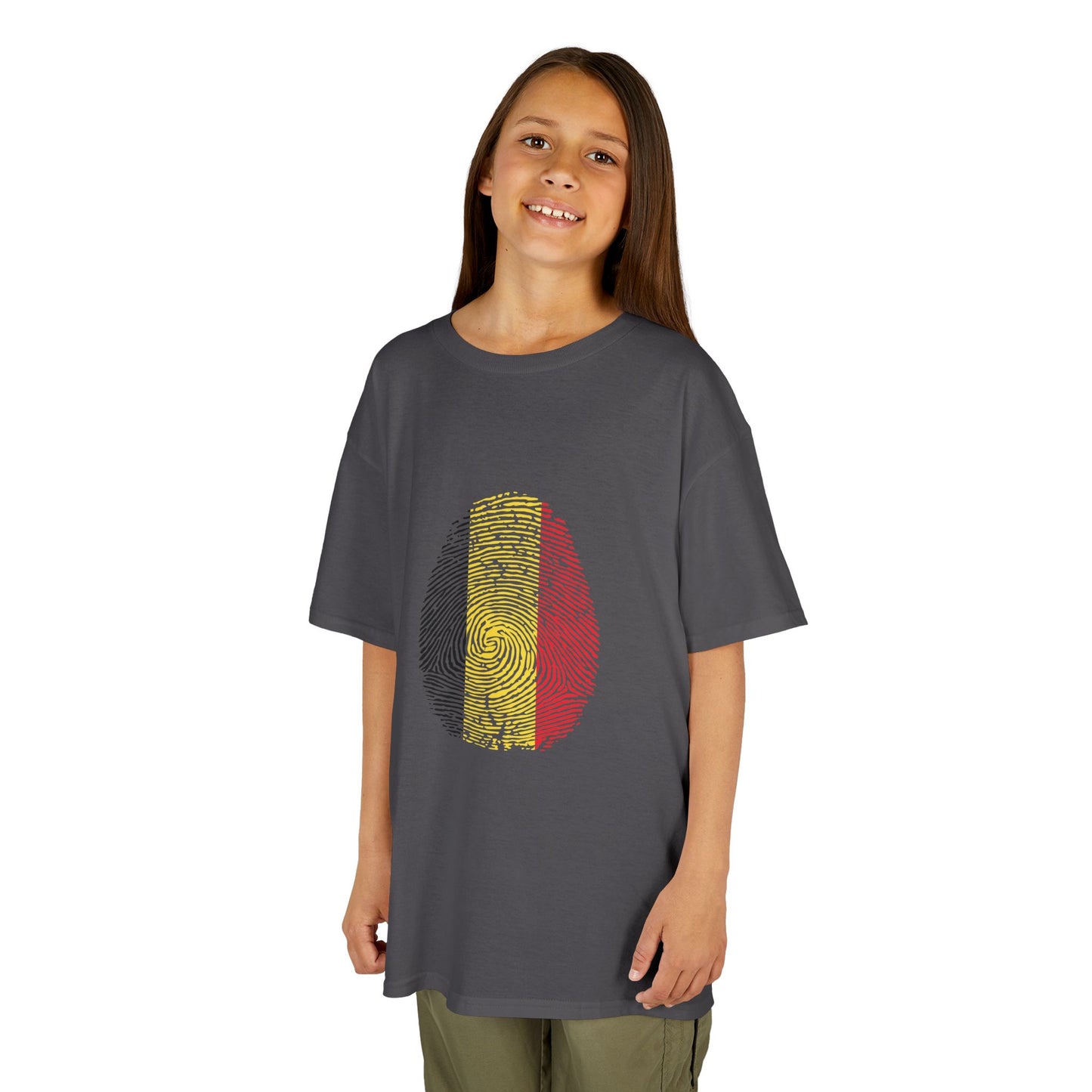 BELGIUM Fingerprint flag Soccer World Cup Fan T-Shirt (KIDS - UNISEX)