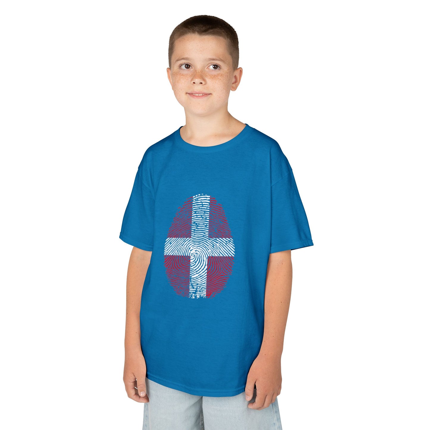 DENMARK Fingerprint flag Soccer World Cup Fan T-Shirt (KIDS - UNISEX)