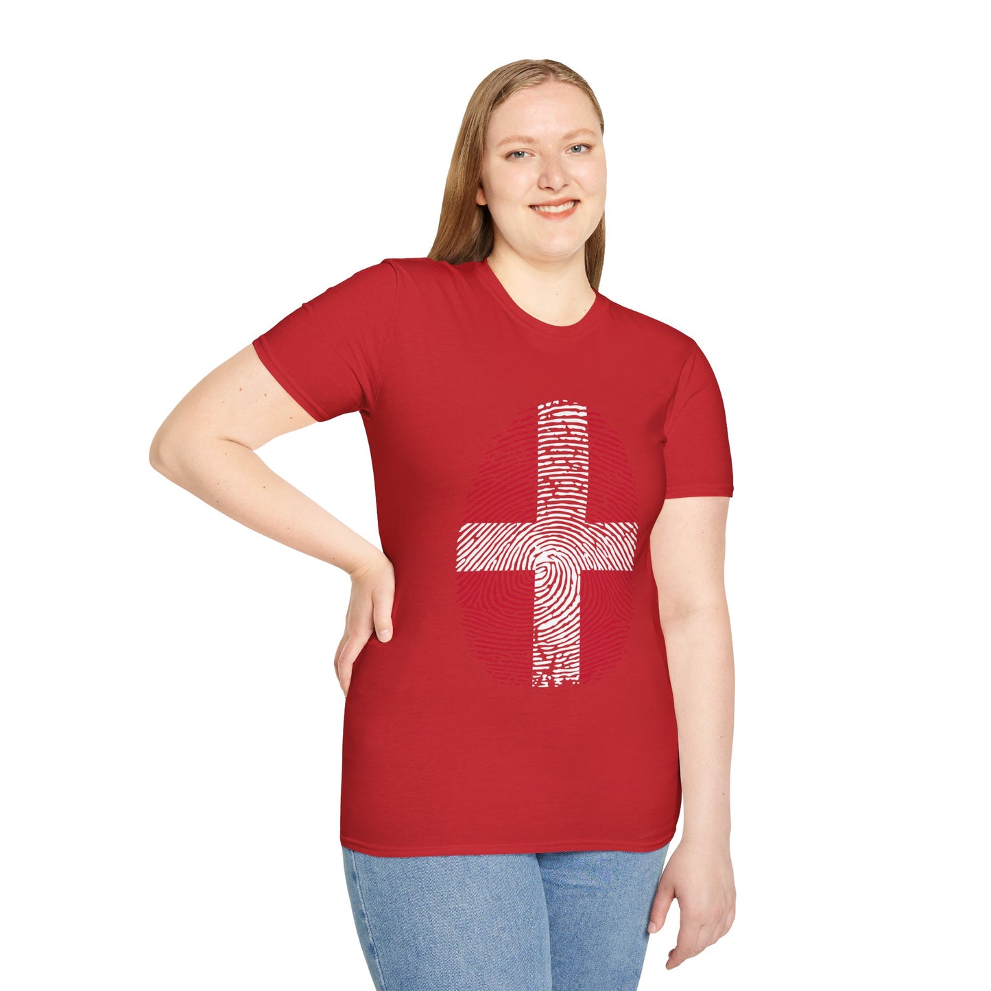 DENMARK Fingerprint flag Soccer World Cup Fan T-Shirt (WOMEN)
