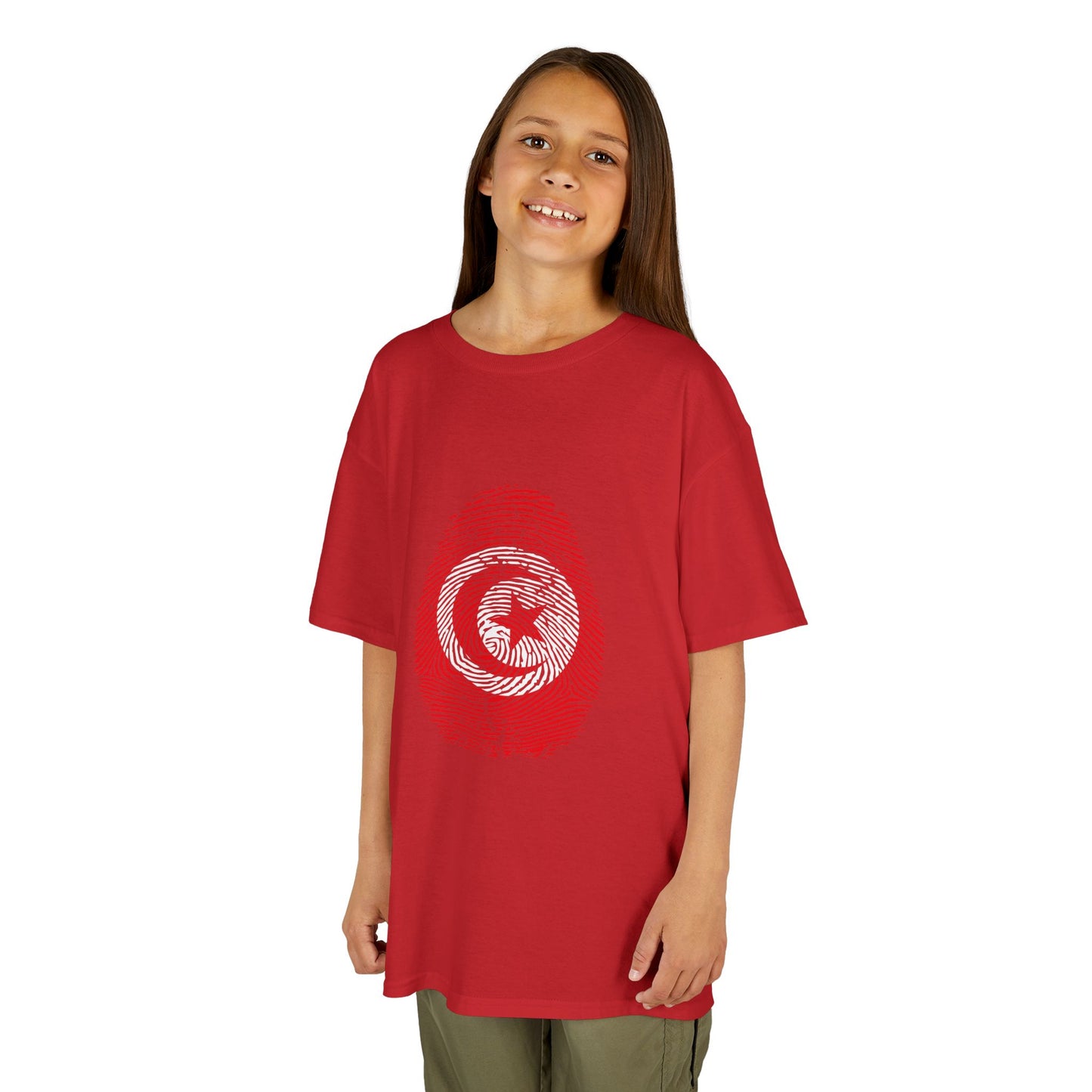 TUNISIA Fingerprint flag Soccer World Cup Fan T-Shirt (KIDS - UNISEX)