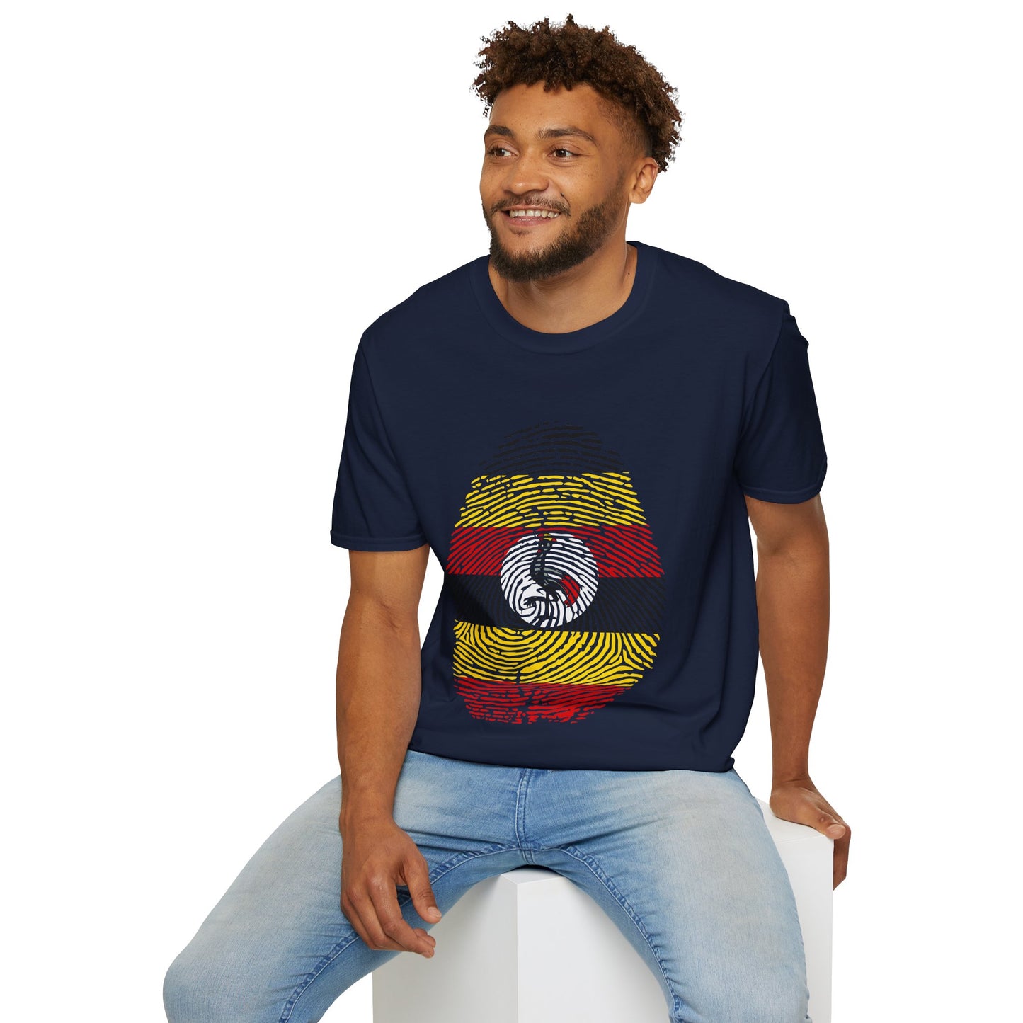 UGANDA Fingerprint flag Soccer World Cup Fan T-Shirt (MEN)