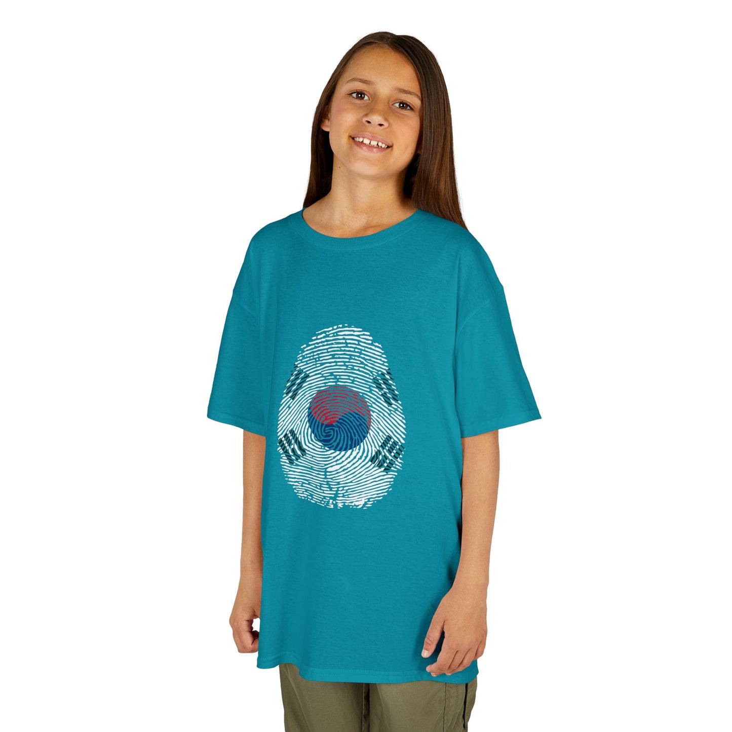 SOUTH KOREA Fingerprint flag Soccer World Cup Fan T-Shirt (KIDS - UNISEX)