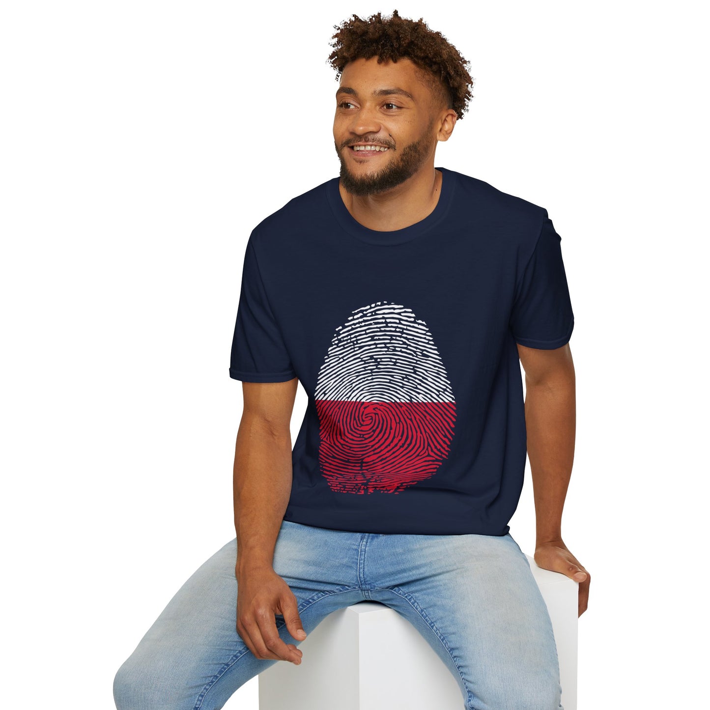 POLAND Fingerprint flag Soccer World Cup Fan T-Shirt (MEN)