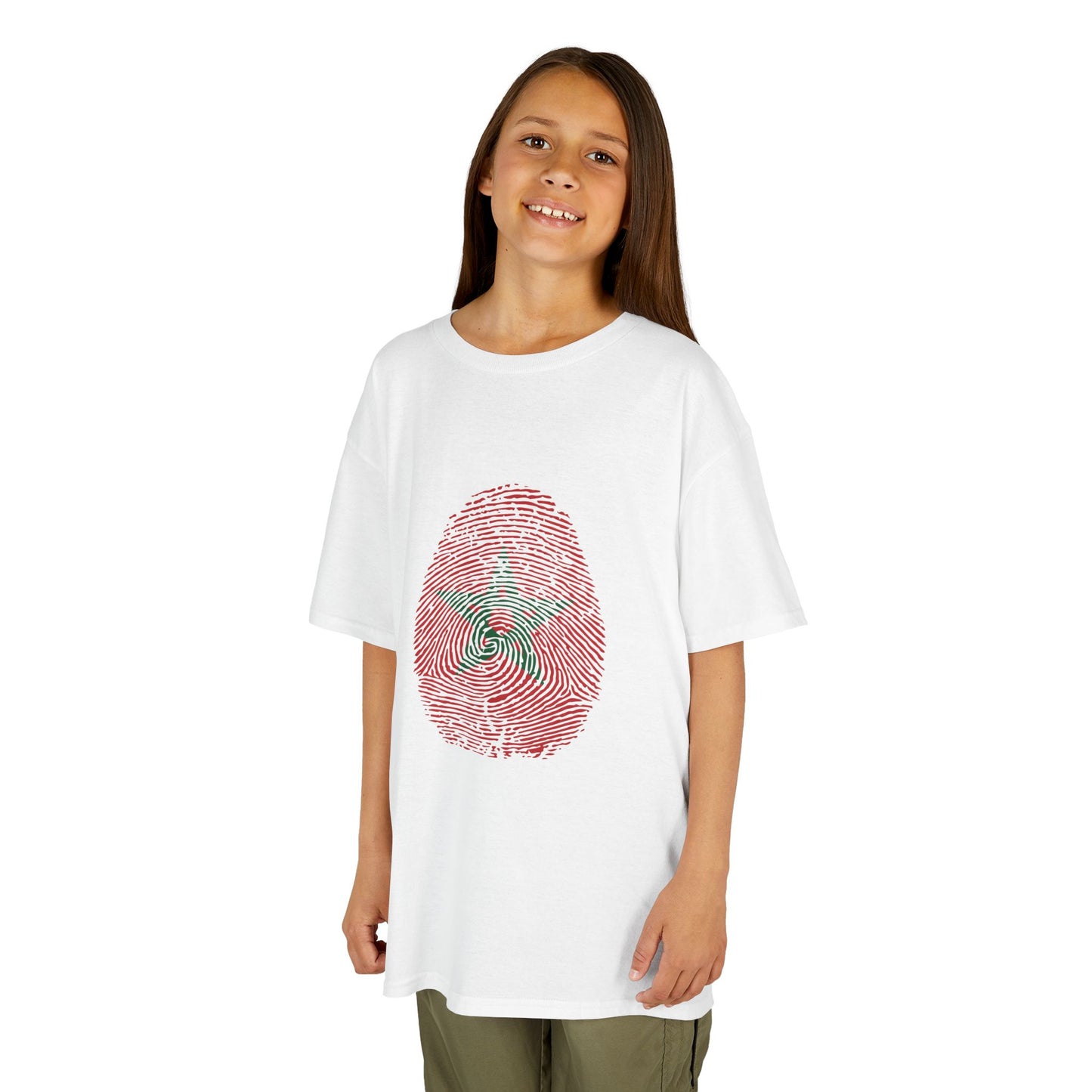 MOROCCO Fingerprint flag Soccer World Cup Fan T-Shirt (KIDS - UNISEX)