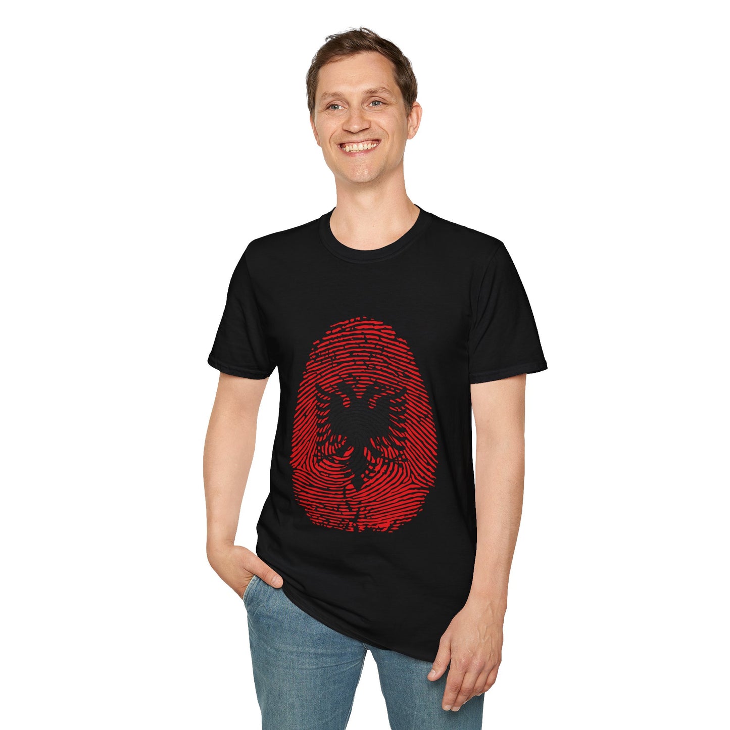 ALBANIA Fingerprint flag Soccer World Cup Fan T-Shirt (MEN)