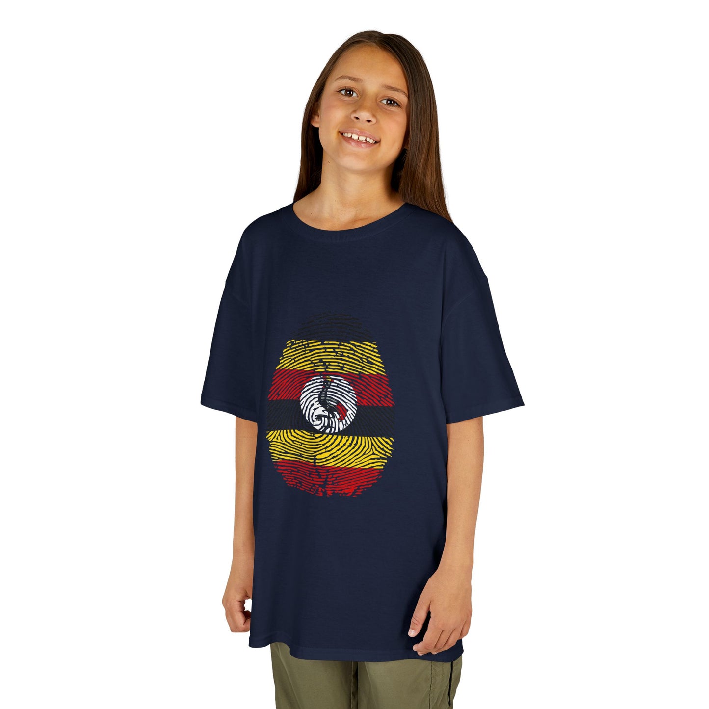 UGANDA Fingerprint flag Soccer World Cup Fan T-Shirt (KIDS - UNISEX)