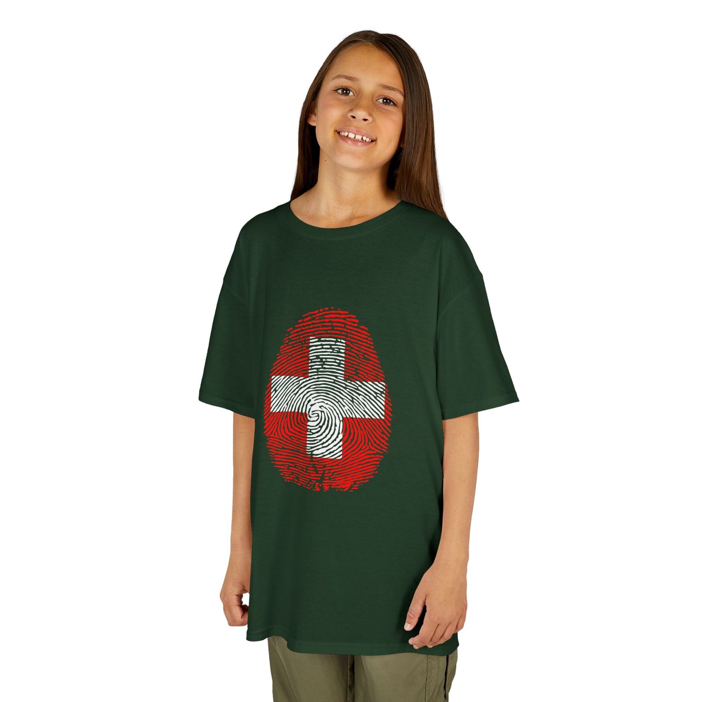 SWITZERLAND Fingerprint flag Soccer World Cup Fan T-Shirt (KIDS - UNISEX)