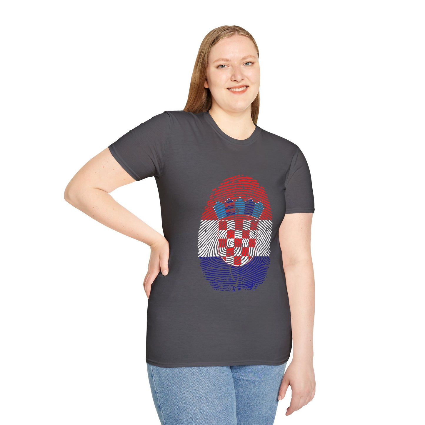 CROATIA Fingerprint flag Soccer World Cup Fan T-Shirt (WOMEN)