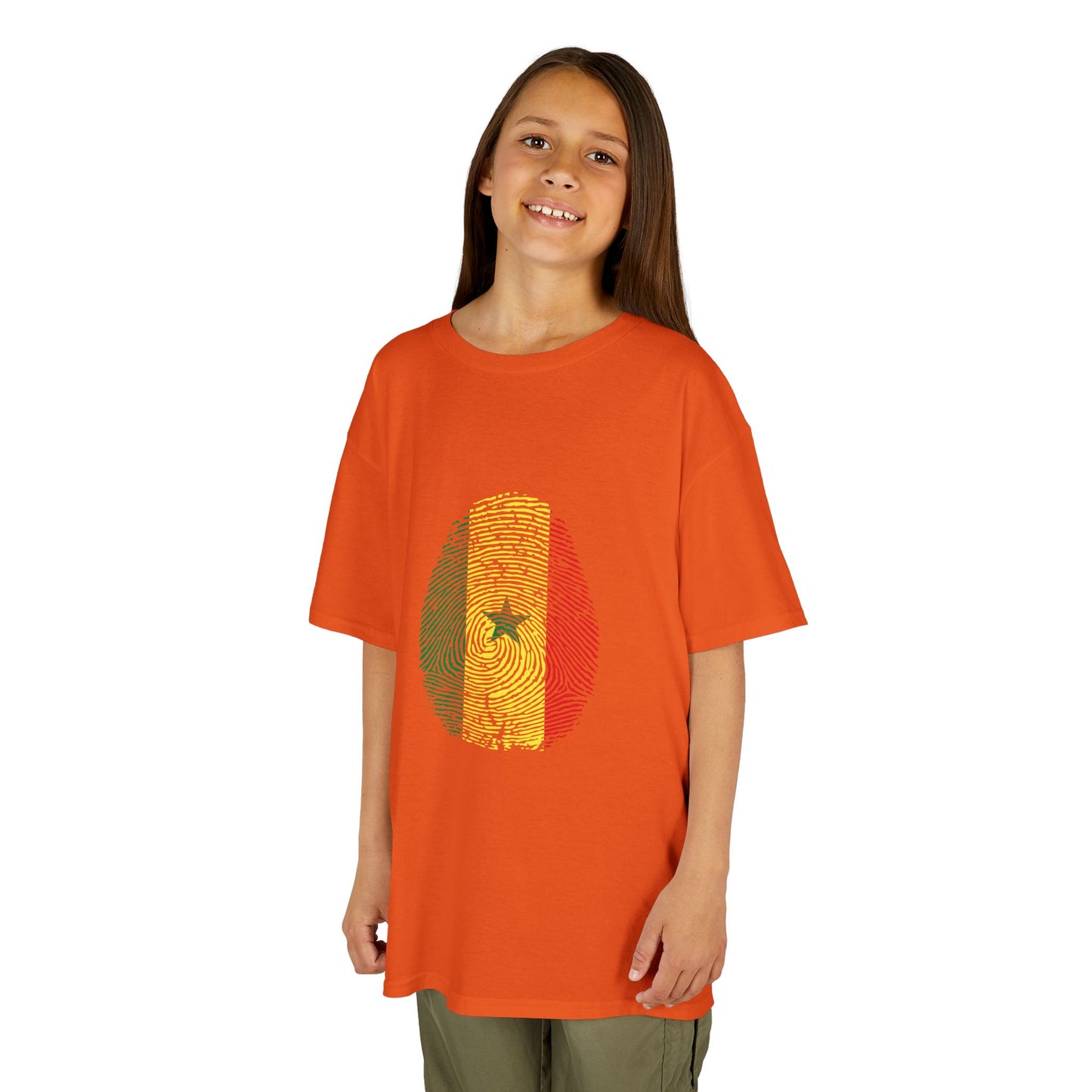 SENEGAL Fingerprint flag Soccer World Cup Fan T-Shirt (KIDS - UNISEX)