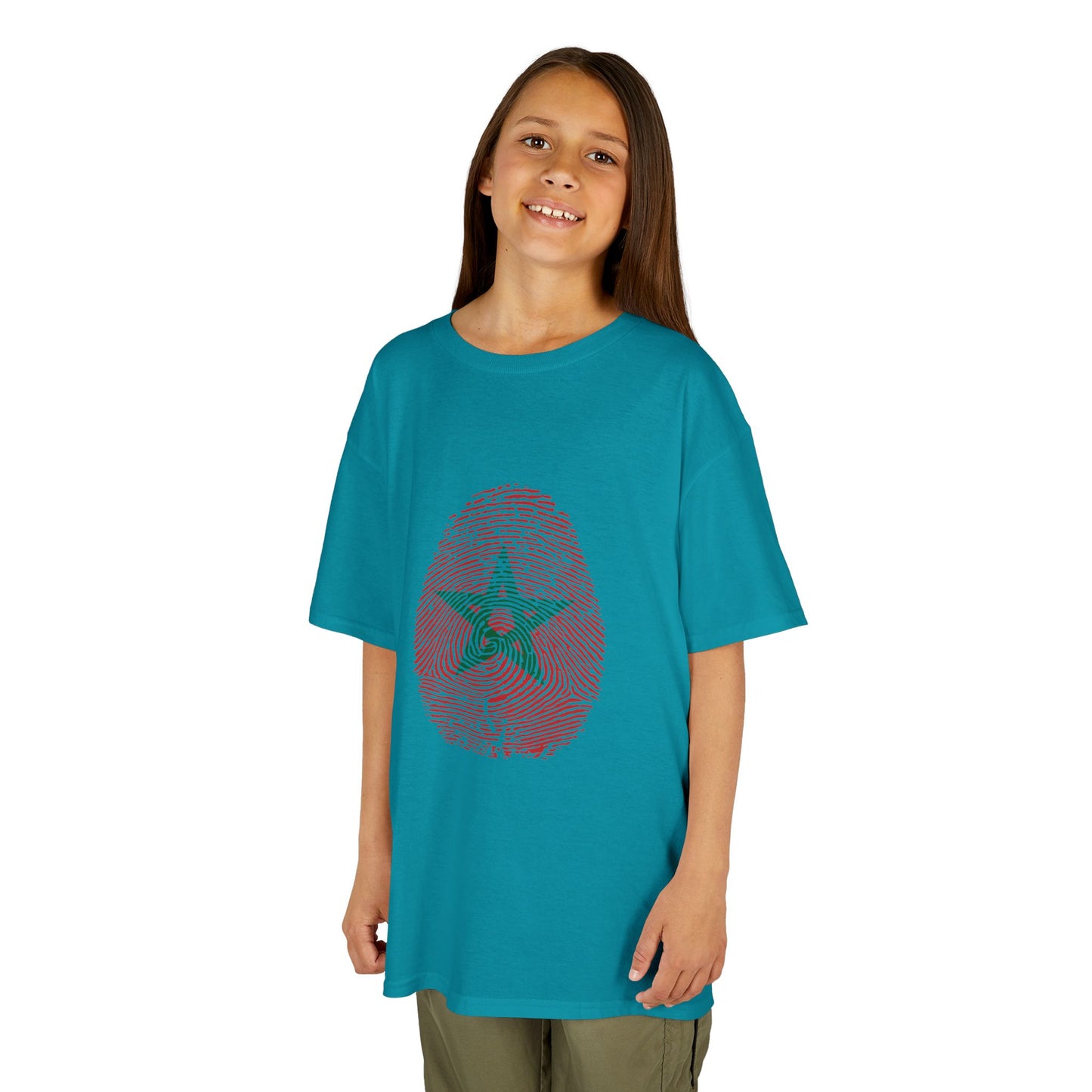 MOROCCO Fingerprint flag Soccer World Cup Fan T-Shirt (KIDS - UNISEX)