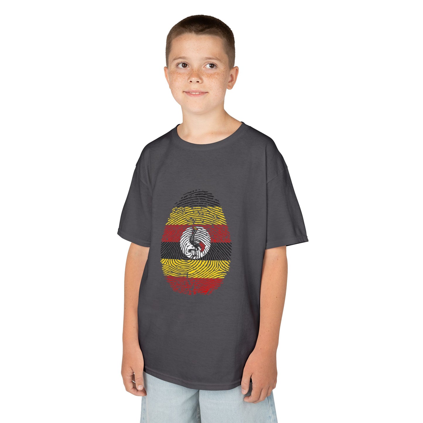 UGANDA Fingerprint flag Soccer World Cup Fan T-Shirt (KIDS - UNISEX)