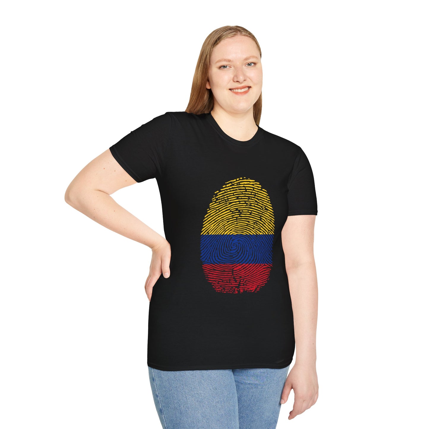 COLOMBIA Fingerprint flag Soccer World Cup Fan T-Shirt (WOMEN)