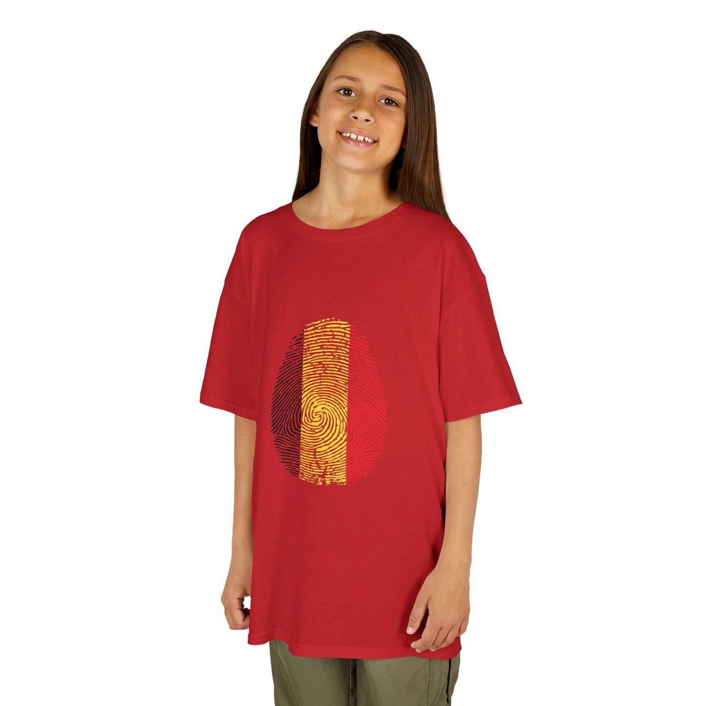 BELGIUM Fingerprint flag Soccer World Cup Fan T-Shirt (KIDS - UNISEX)