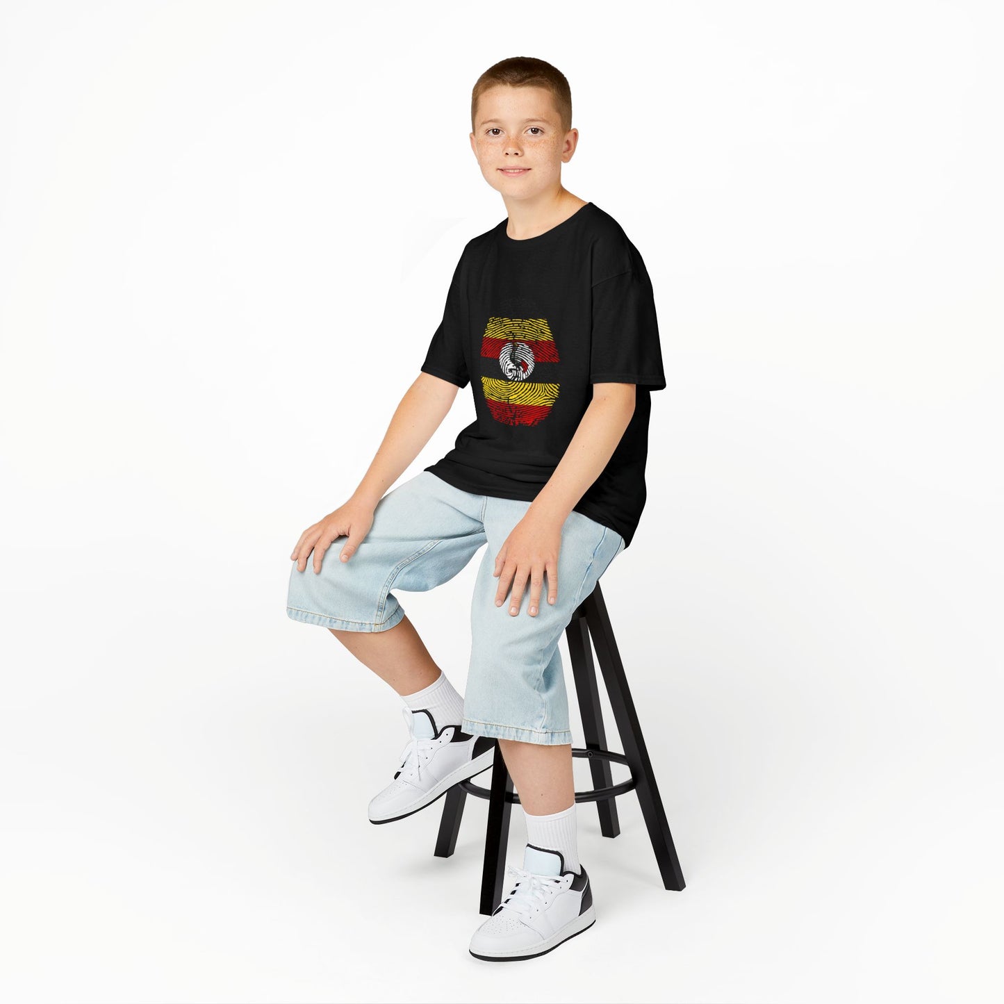 UGANDA Fingerprint flag Soccer World Cup Fan T-Shirt (KIDS - UNISEX)