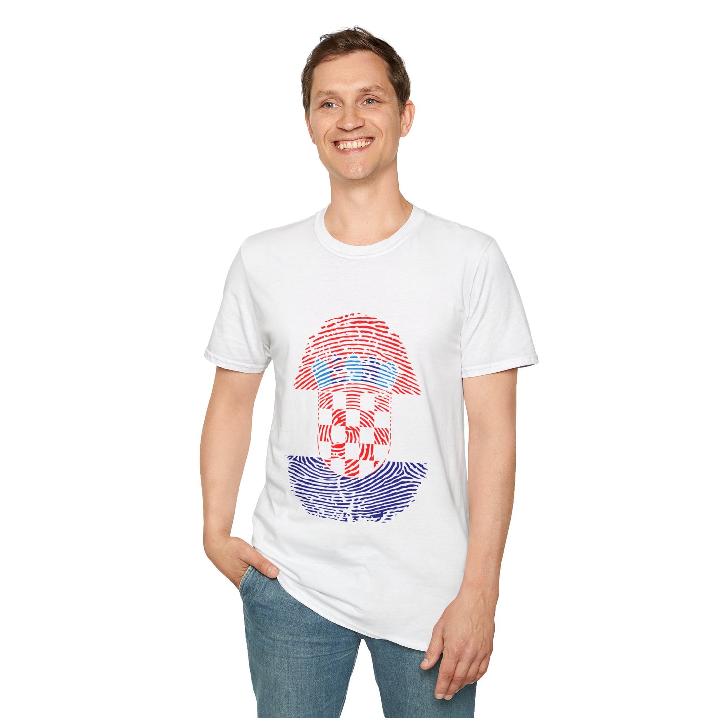 CROATIA Fingerprint flag Soccer World Cup Fan T-Shirt (MEN)