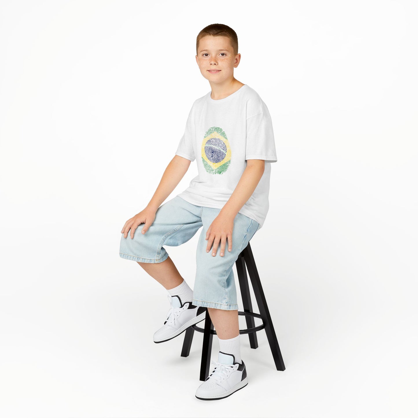 BRAZIL Fingerprint flag Soccer World Cup Fan T-Shirt (KIDS - UNISEX)