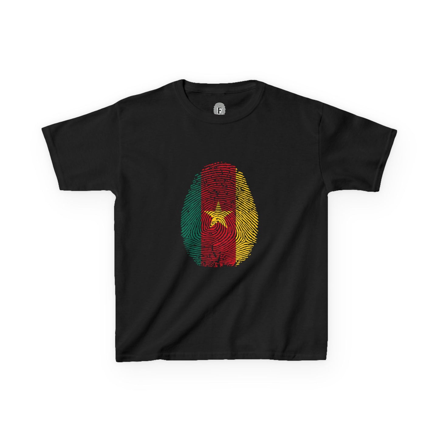 CAMEROON Fingerprint flag Soccer World Cup Fan T-Shirt (KIDS - UNISEX)