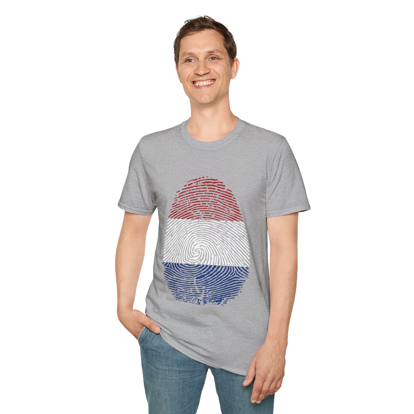 NETHERLAND Fingerprint flag Soccer World Cup Fan T-Shirt (MEN)