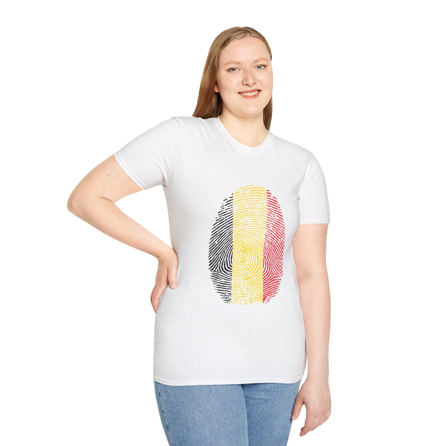 BELGIUM Fingerprint flag Soccer World Cup Fan T-Shirt (WOMEN)