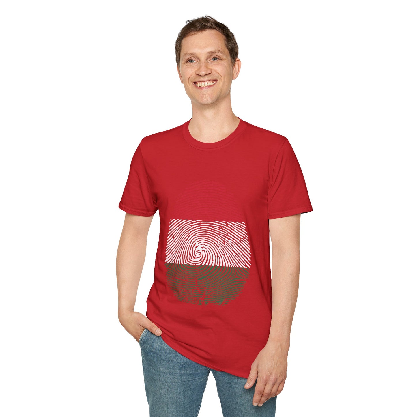 HUNGARY Fingerprint flag Soccer World Cup Fan T-Shirt (MEN)