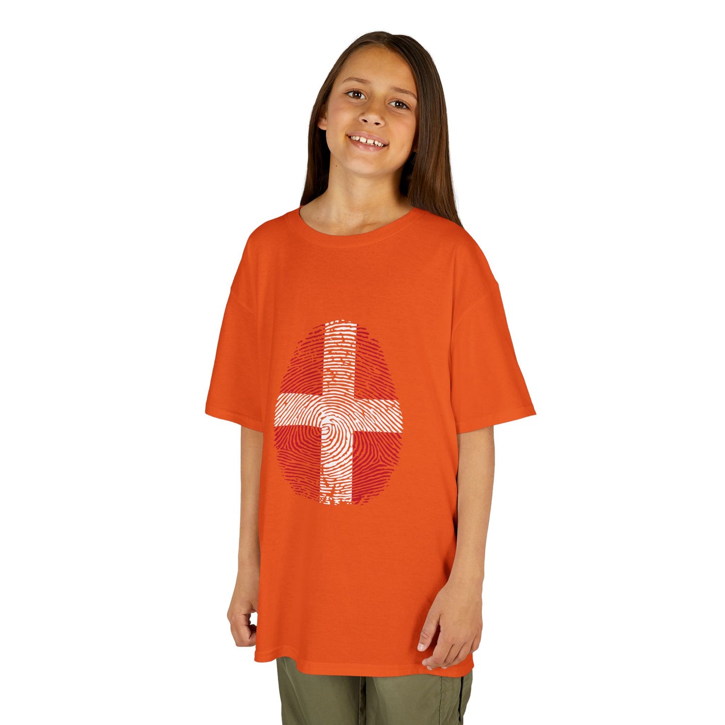 DENMARK Fingerprint flag Soccer World Cup Fan T-Shirt (KIDS - UNISEX)