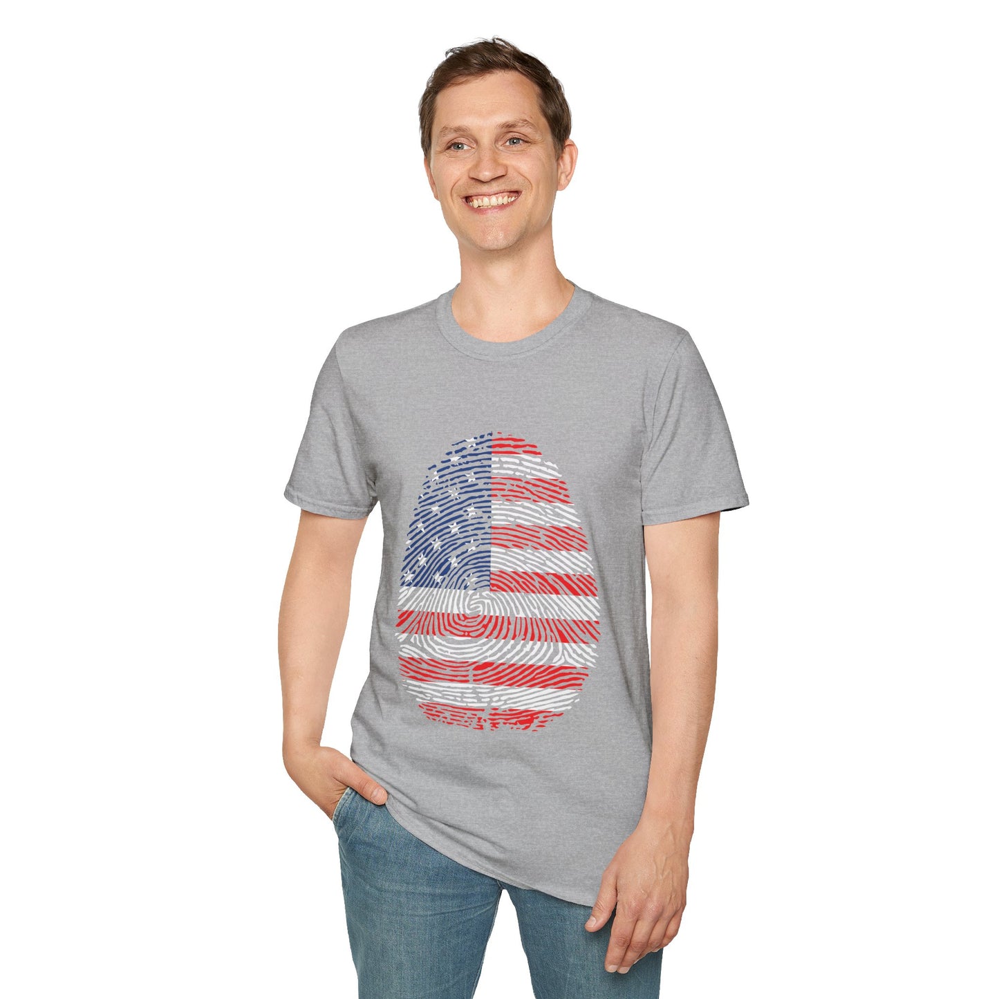 USA Fingerprint flag Soccer World Cup Fan T-Shirt (MEN)