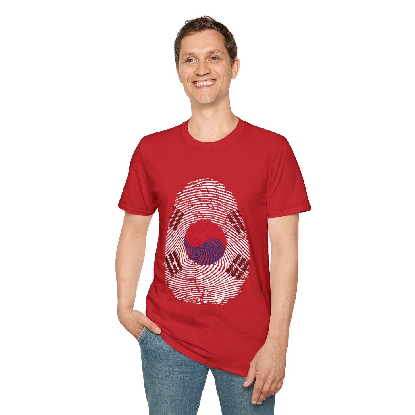 SOUTH KOREA Fingerprint flag Soccer World Cup Fan T-Shirt (MEN)