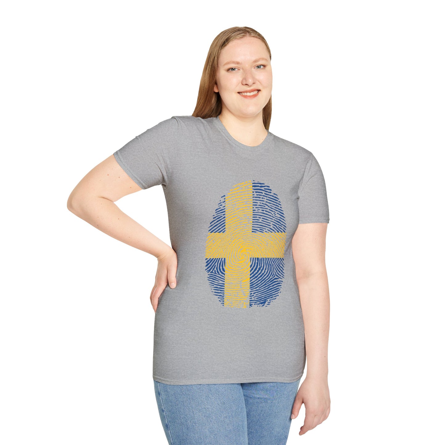SWEDEN Fingerprint flag Soccer World Cup Fan T-Shirt (WOMEN)