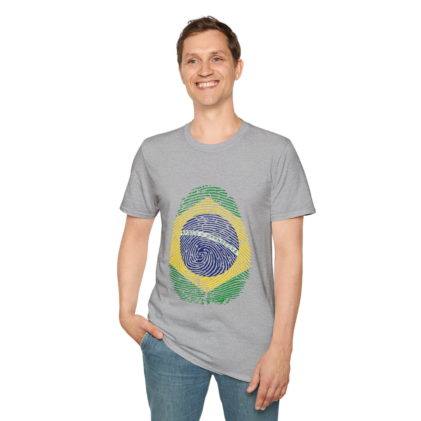 BRAZIL Fingerprint flag Soccer World Cup Fan T-Shirt (MEN)