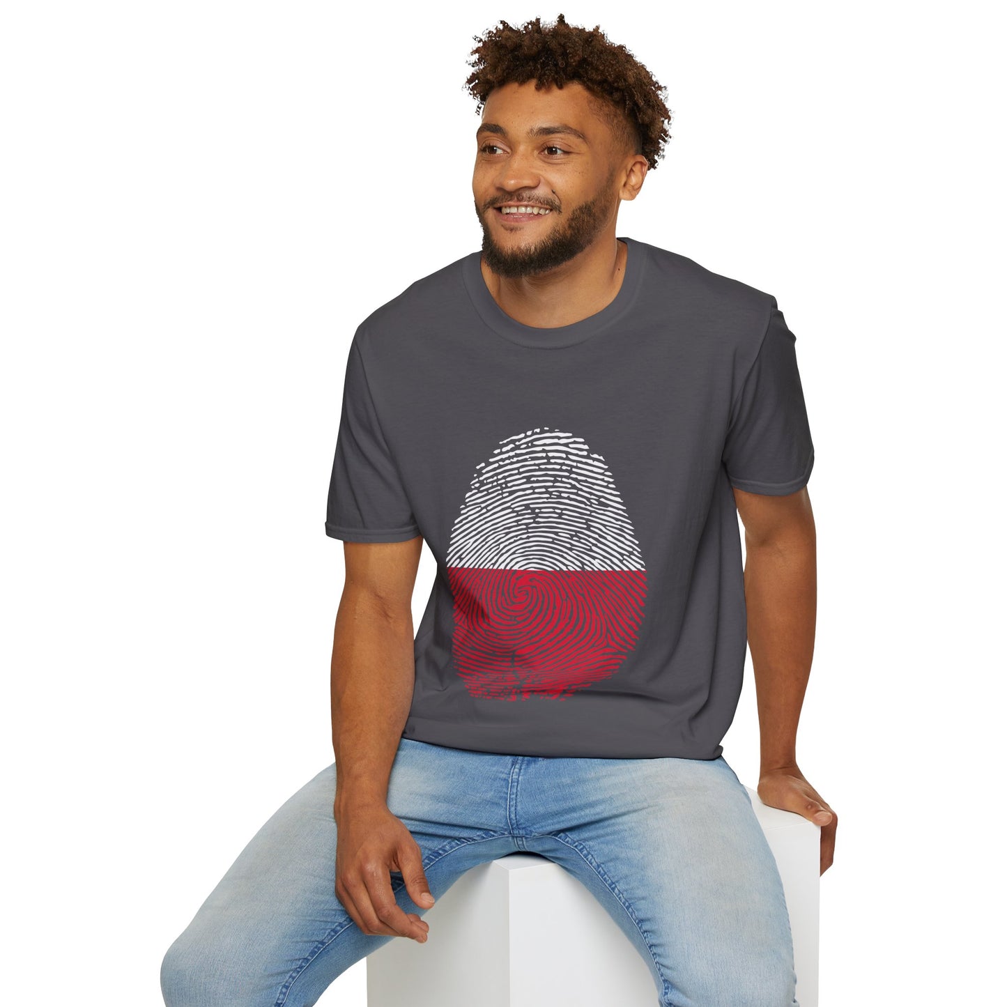 POLAND Fingerprint flag Soccer World Cup Fan T-Shirt (MEN)