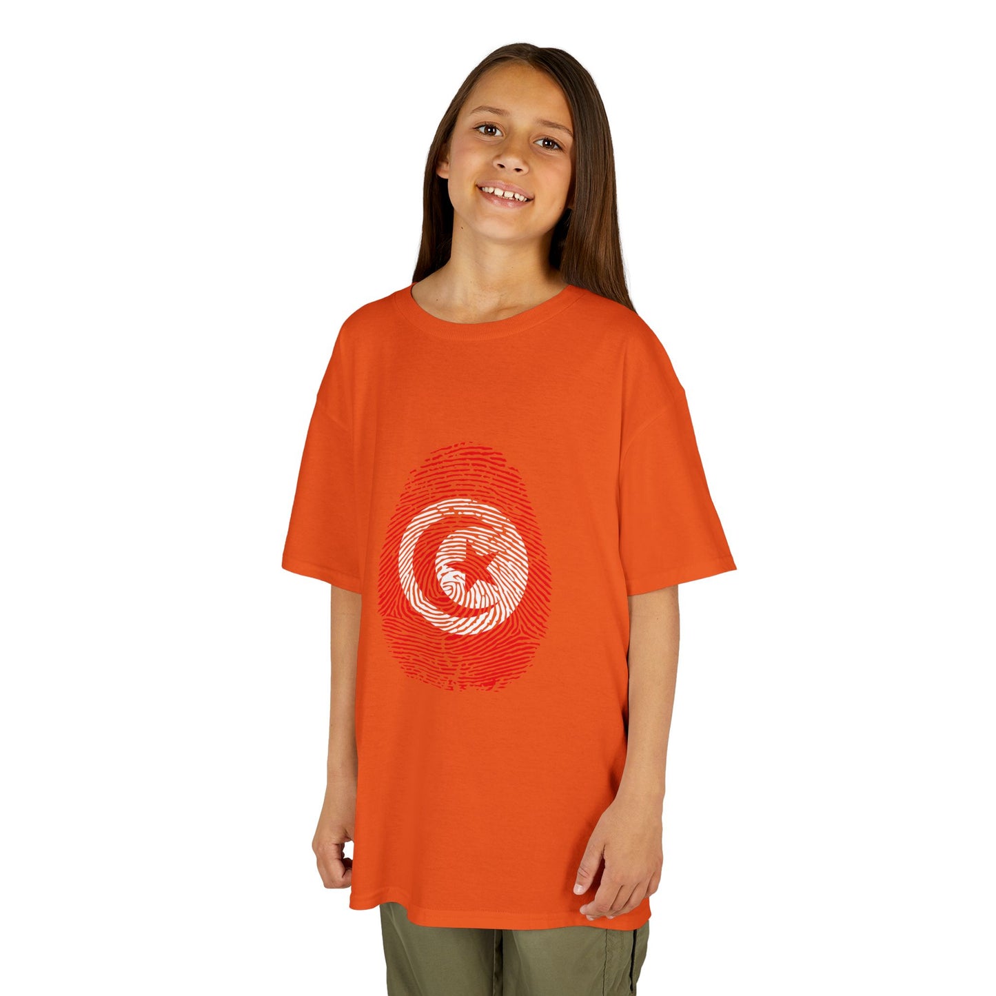 TUNISIA Fingerprint flag Soccer World Cup Fan T-Shirt (KIDS - UNISEX)