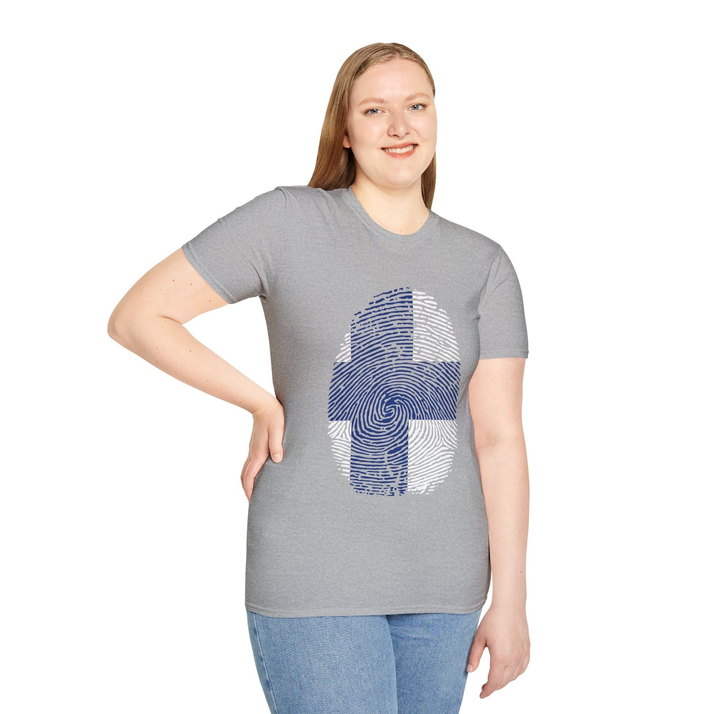 FINLAND Fingerprint flag Soccer World Cup Fan T-Shirt (WOMEN)