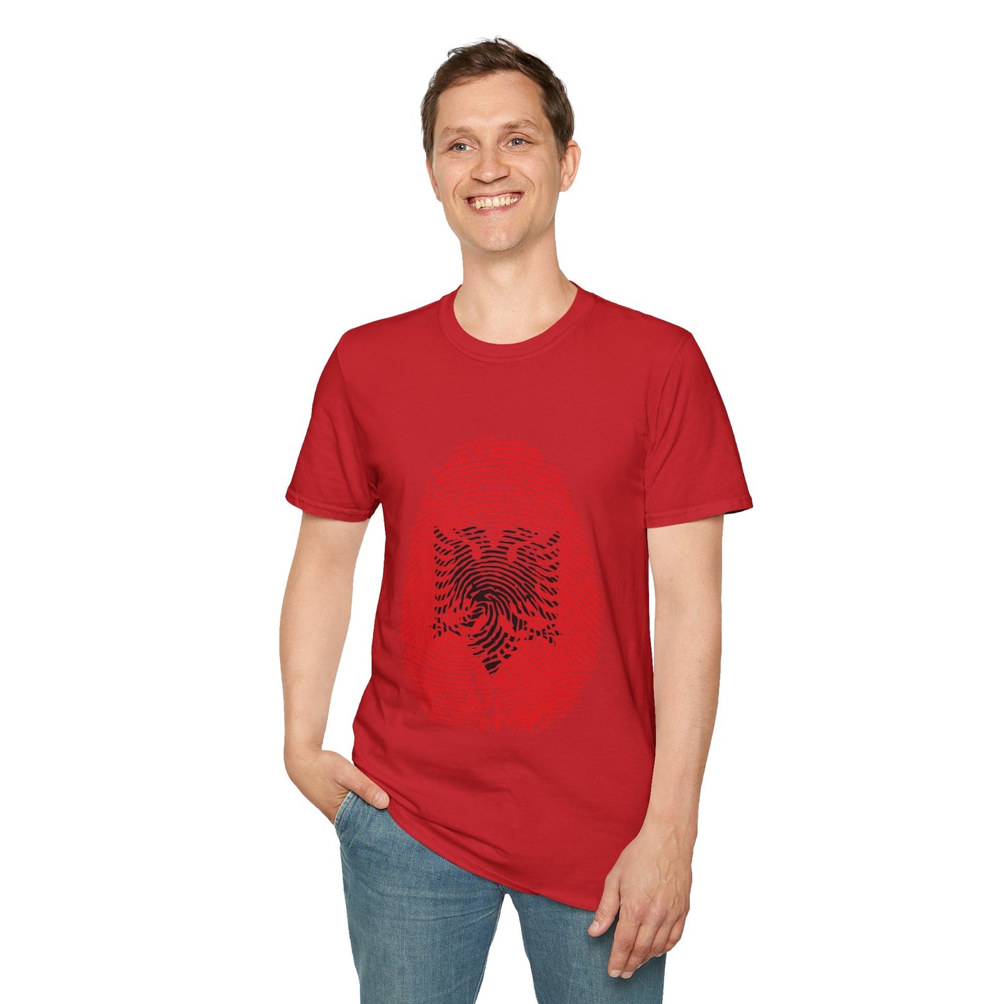ALBANIA Fingerprint flag Soccer World Cup Fan T-Shirt (MEN)