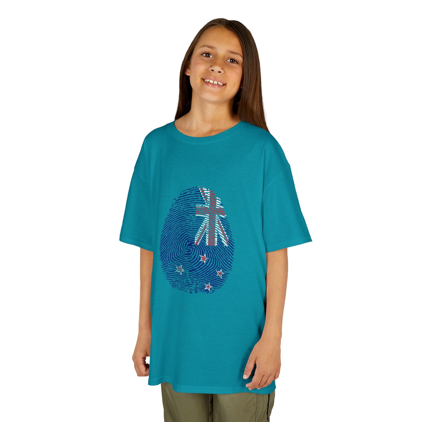NEW ZEALAND Fingerprint flag Soccer World Cup Fan T-Shirt (KIDS - UNISEX)