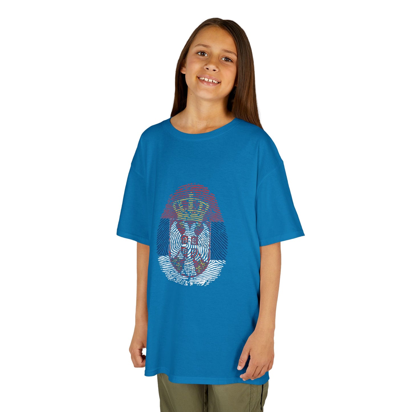 SERBIA Fingerprint flag Soccer World Cup Fan T-Shirt (KIDS - UNISEX)