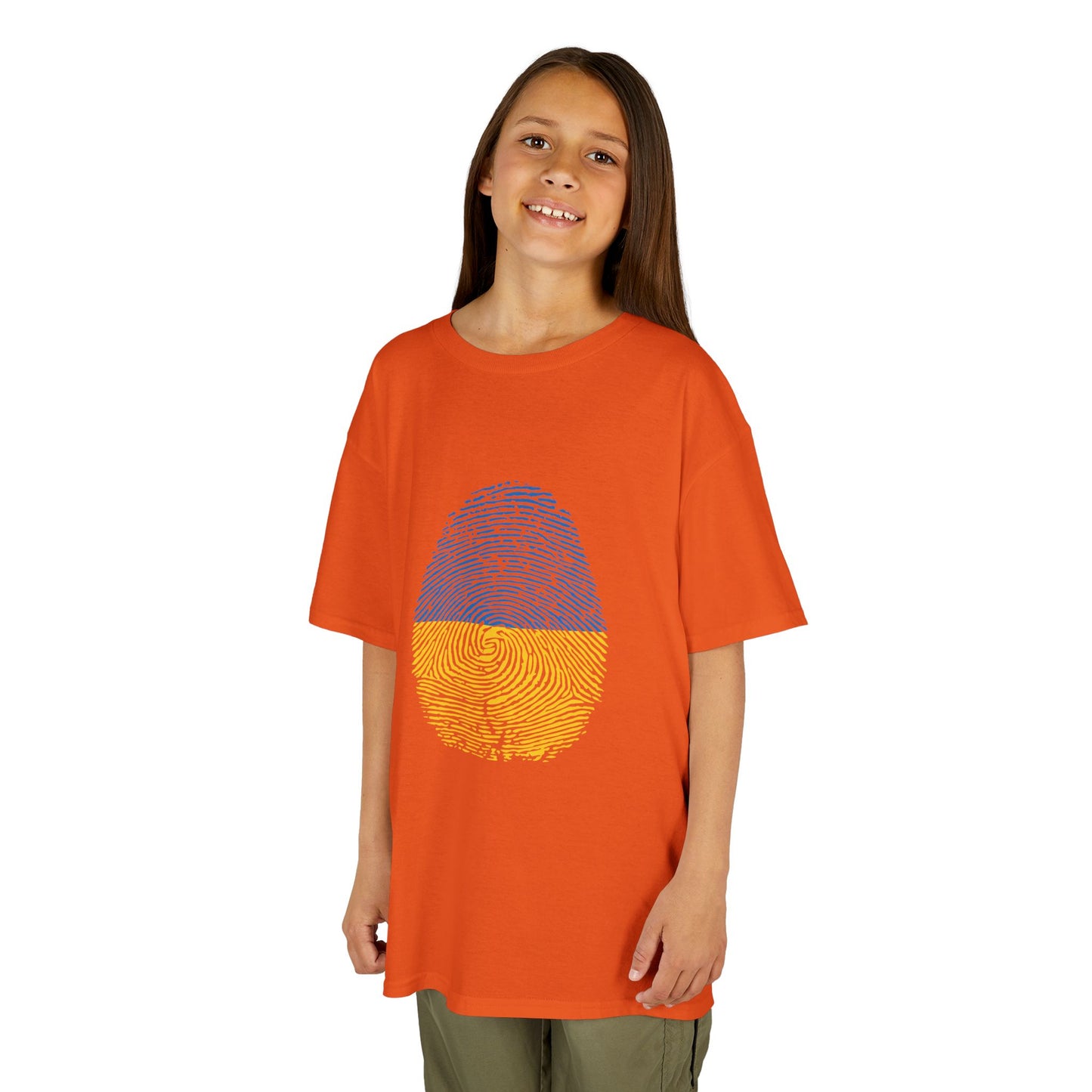 UKRAINE Fingerprint flag Soccer World Cup Fan T-Shirt (KIDS - UNISEX)
