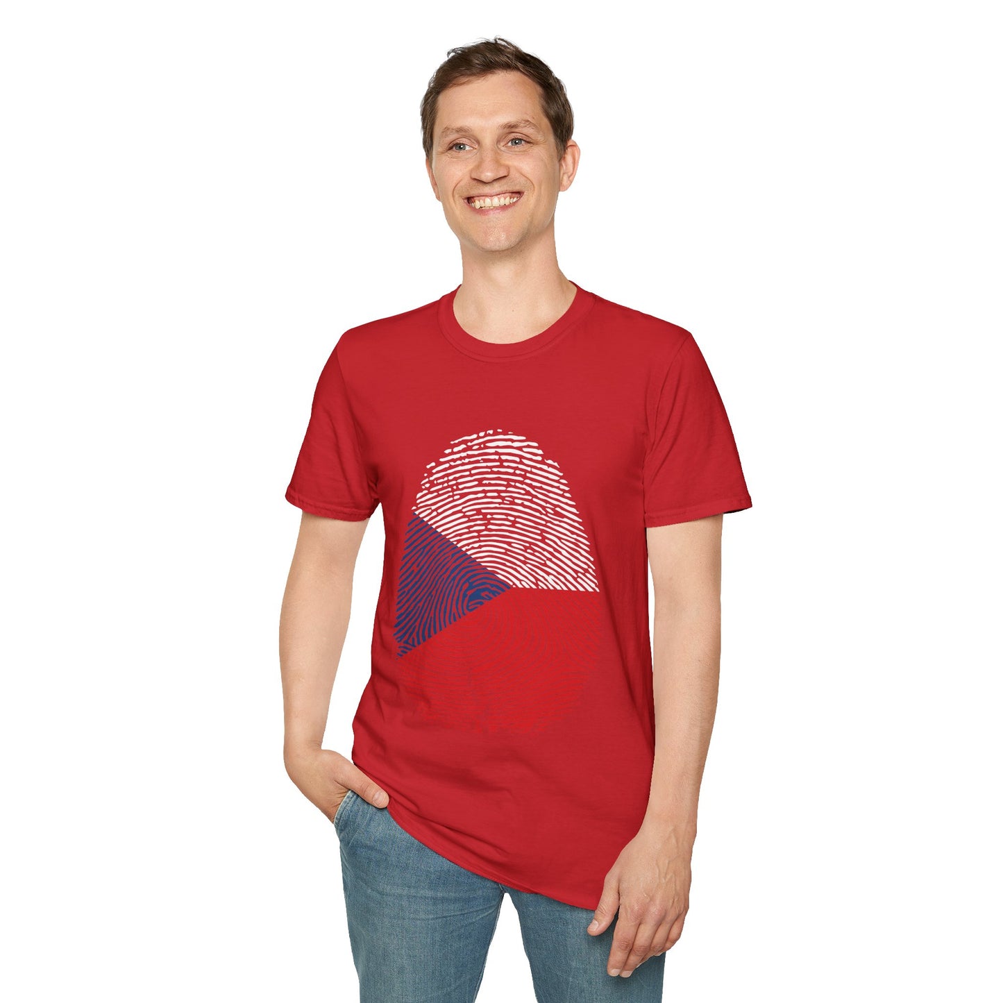 CZECHIA Fingerprint flag Soccer World Cup Fan T-Shirt (MEN)