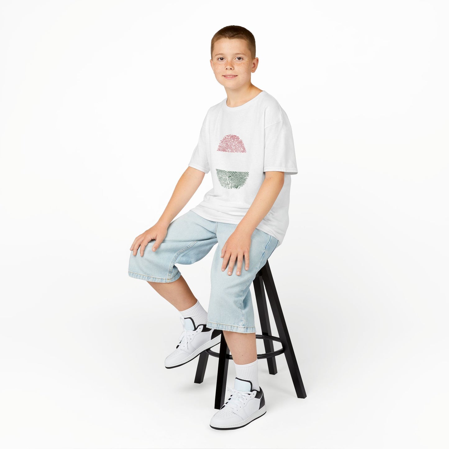 HUNGARY Fingerprint flag Soccer World Cup Fan T-Shirt (KIDS - UNISEX)