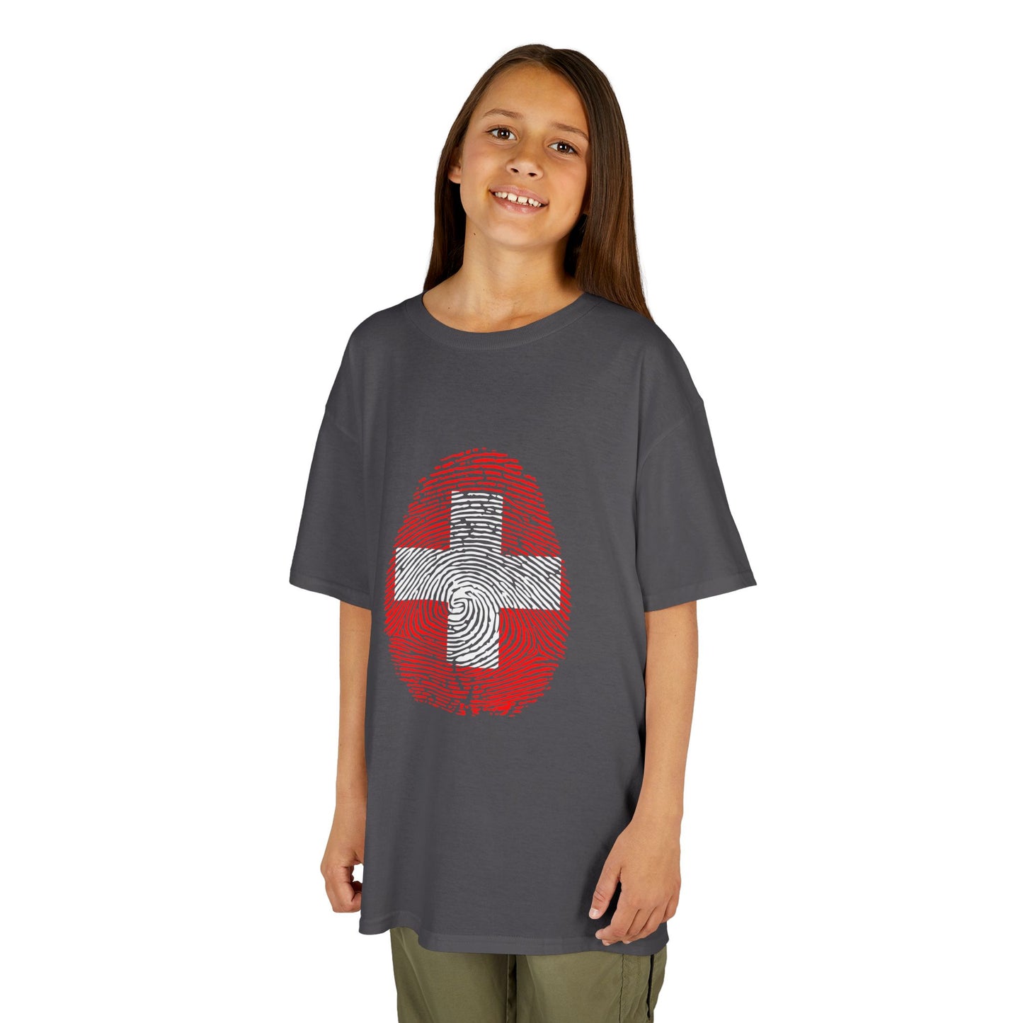 SWITZERLAND Fingerprint flag Soccer World Cup Fan T-Shirt (KIDS - UNISEX)