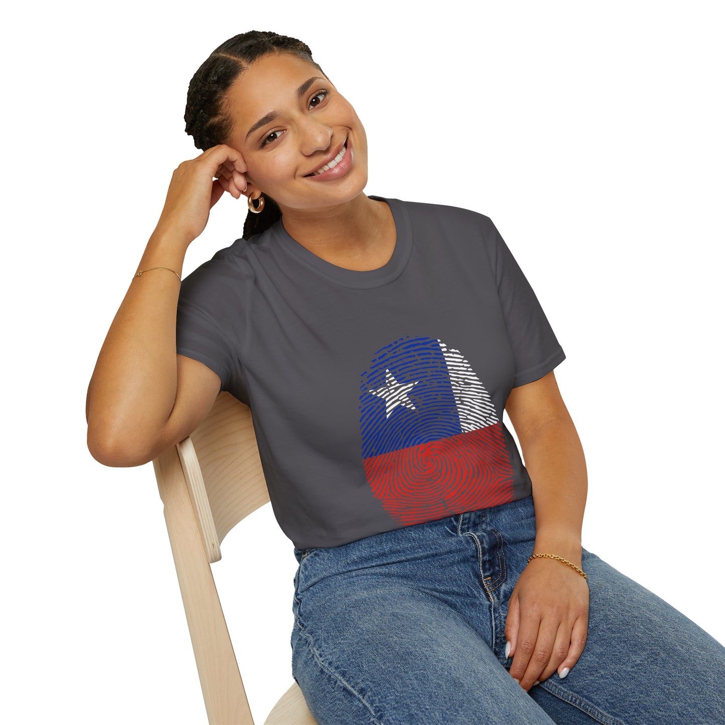 CHILE Fingerprint flag Soccer World Cup Fan T-Shirt (WOMEN)