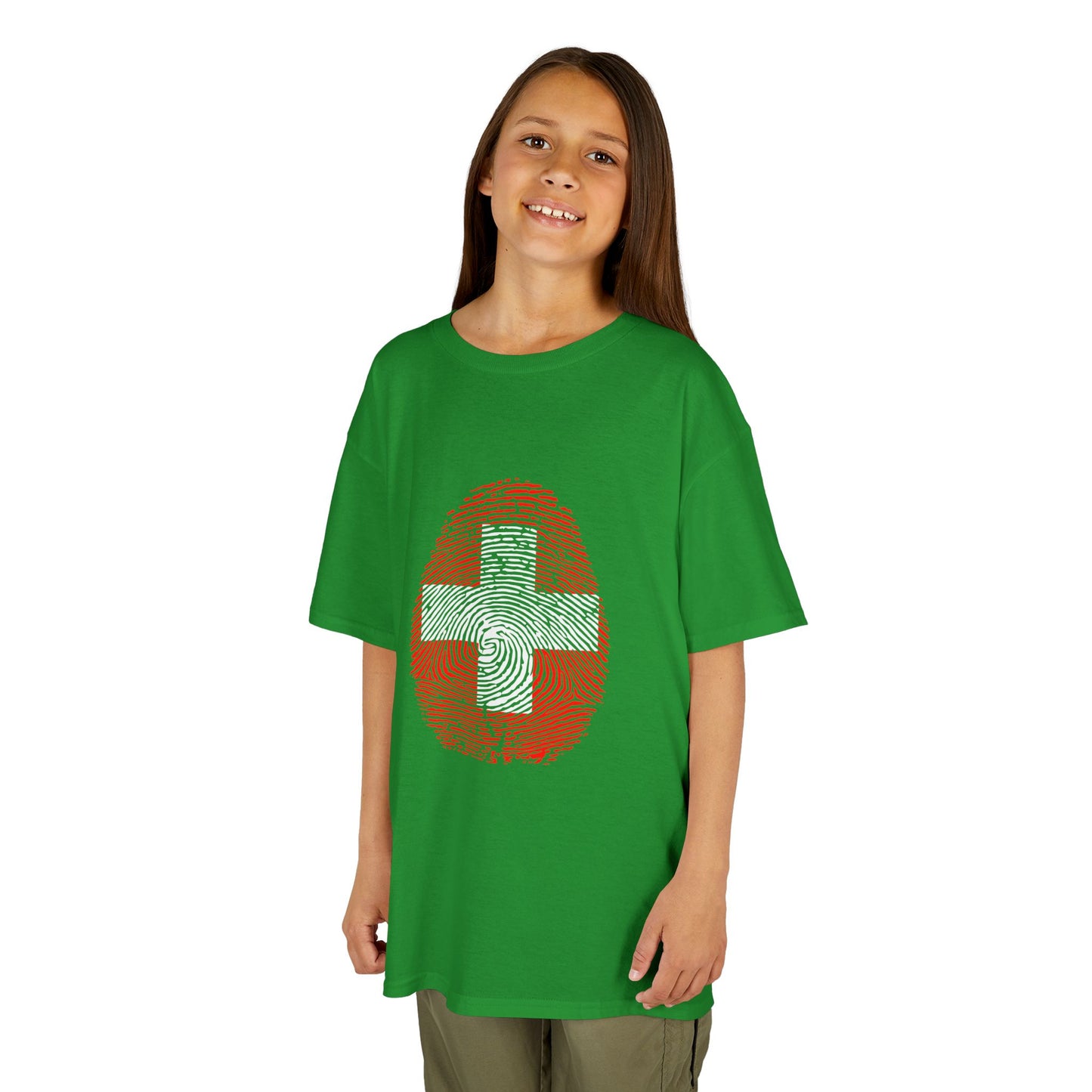 SWITZERLAND Fingerprint flag Soccer World Cup Fan T-Shirt (KIDS - UNISEX)