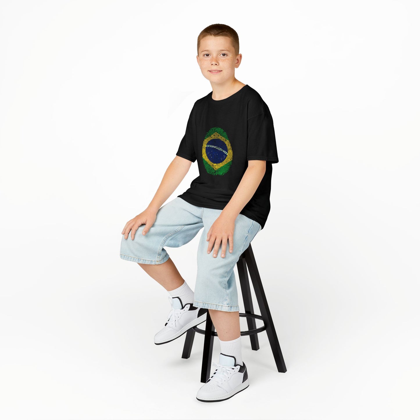 BRAZIL Fingerprint flag Soccer World Cup Fan T-Shirt (KIDS - UNISEX)