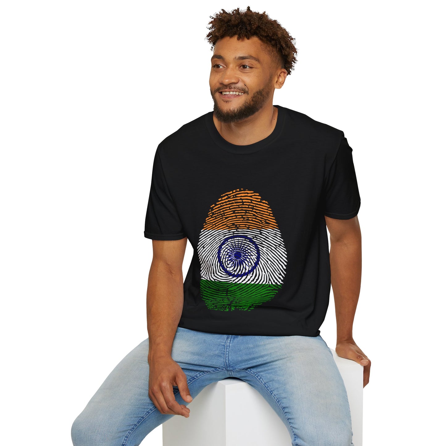 INDIA Fingerprint flag Soccer World Cup Fan T-Shirt (MEN)