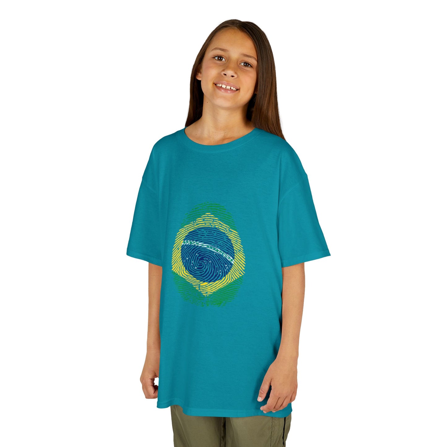 BRAZIL Fingerprint flag Soccer World Cup Fan T-Shirt (KIDS - UNISEX)