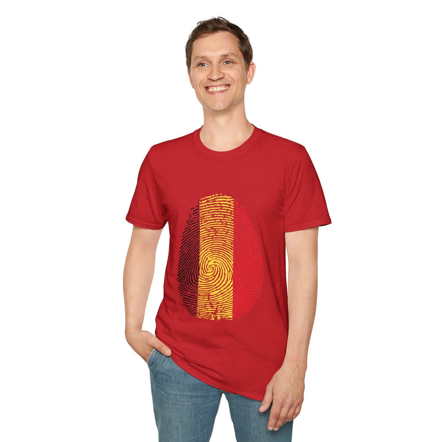 BELGIUM Fingerprint flag Soccer World Cup Fan T-Shirt (MEN)