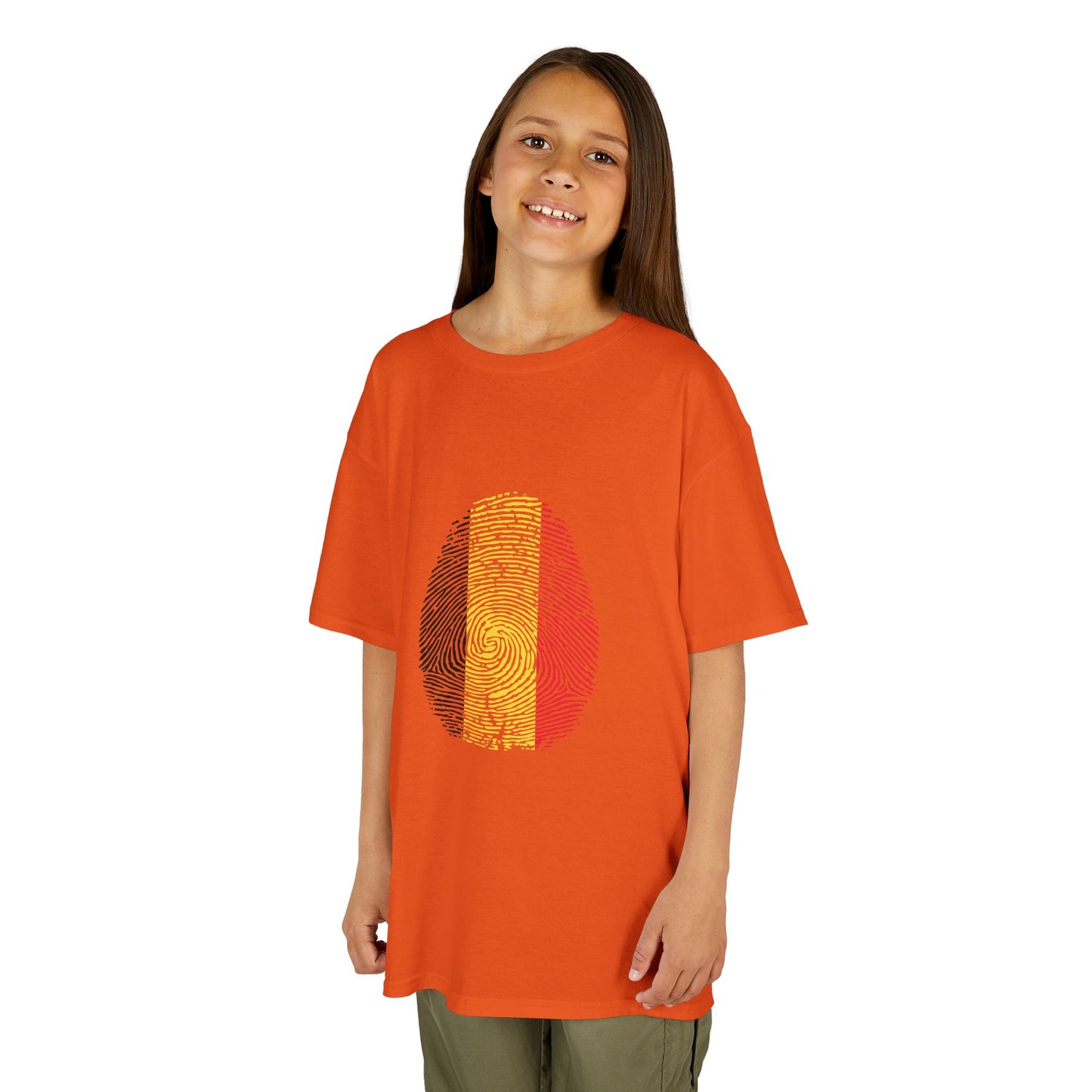 BELGIUM Fingerprint flag Soccer World Cup Fan T-Shirt (KIDS - UNISEX)